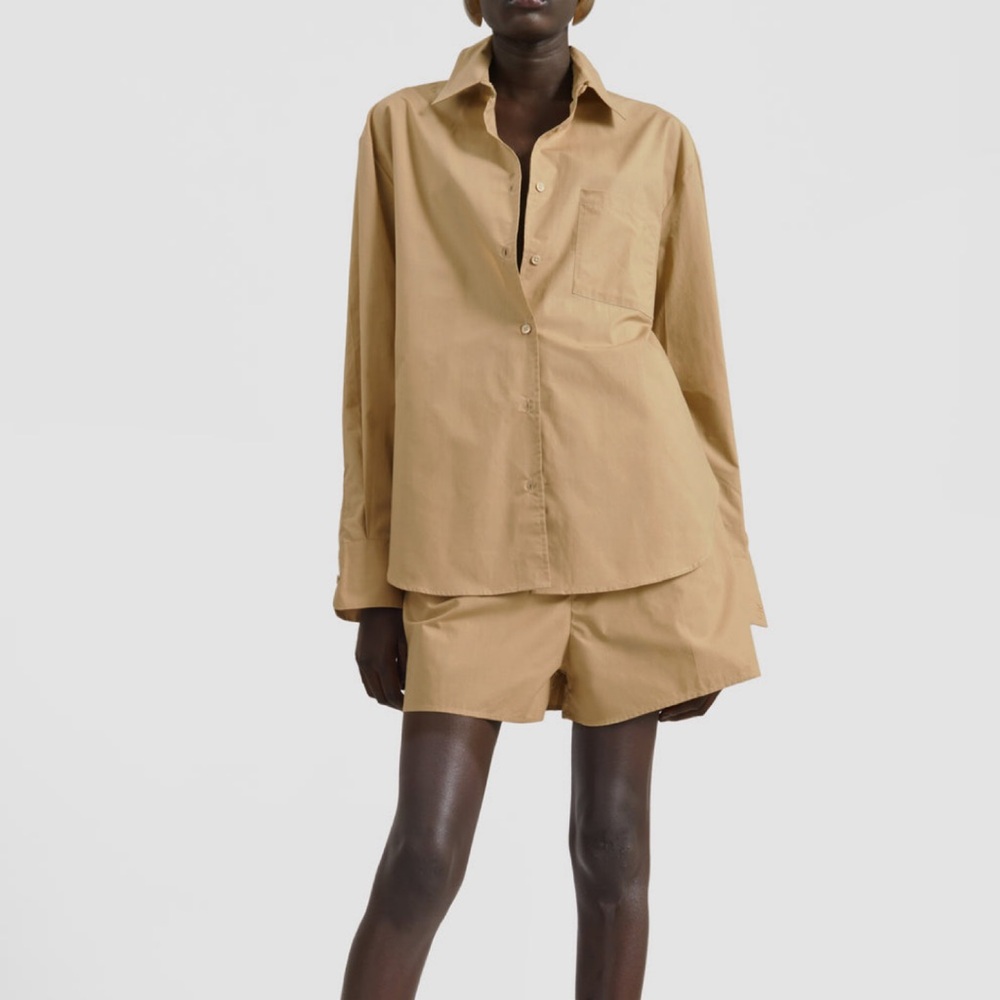 The Frankie Shop Lui Poplin Shorts in Sahara